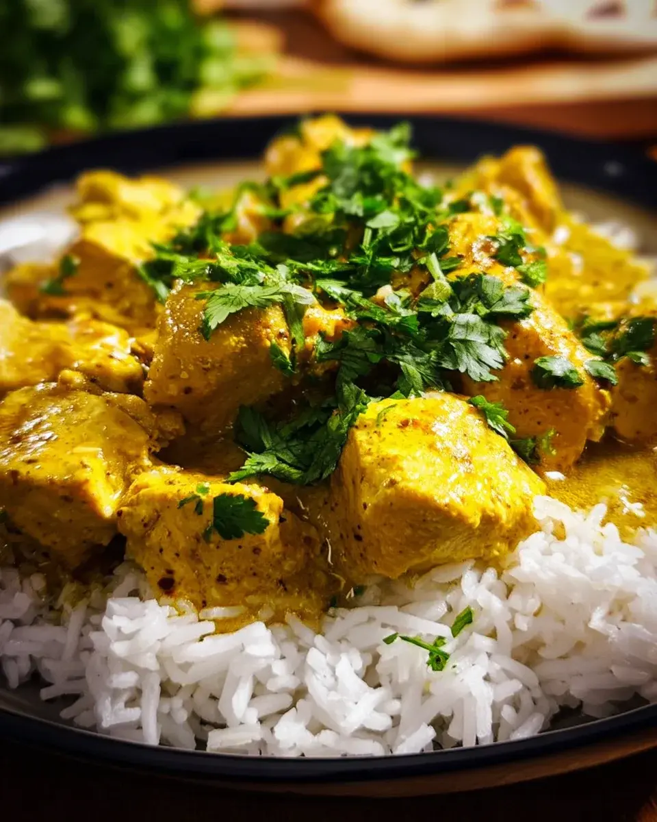 Cremiges Hähnchen-Curry mit Kokosmilch und Reis