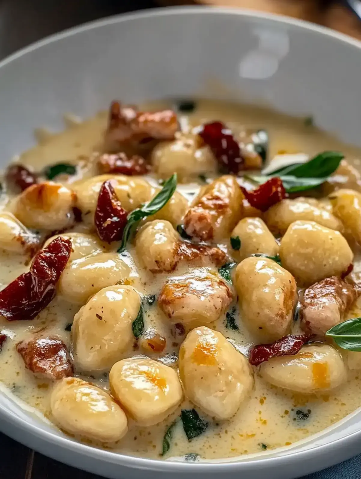 Cremiges Hähnchen mit Gnocchi