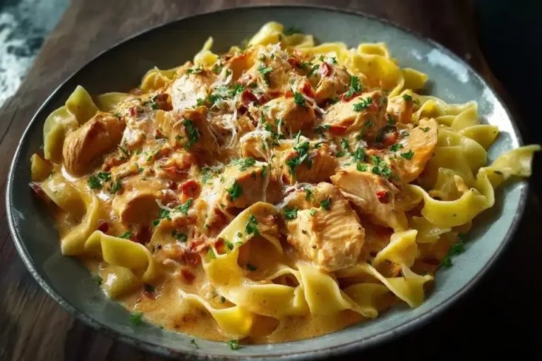 Cremiges Hähnchenragout mit Bandnudeln Rezept