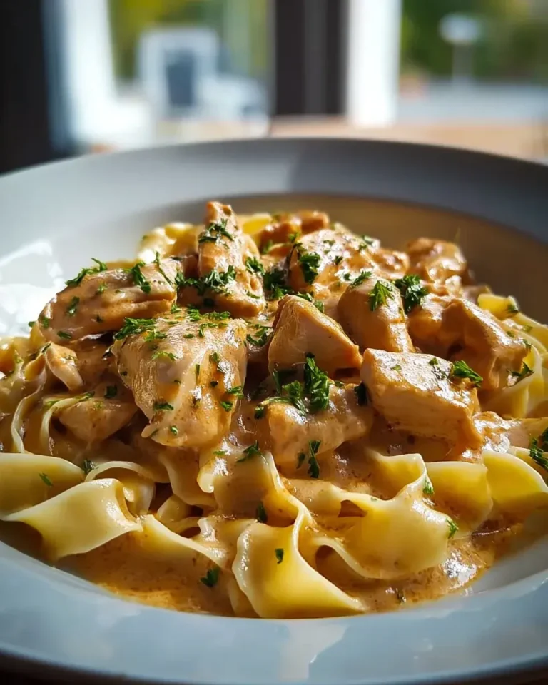 Cremiges Hähnchenragout mit Bandnudeln – Ultimatives Rezept! – Tastelle
