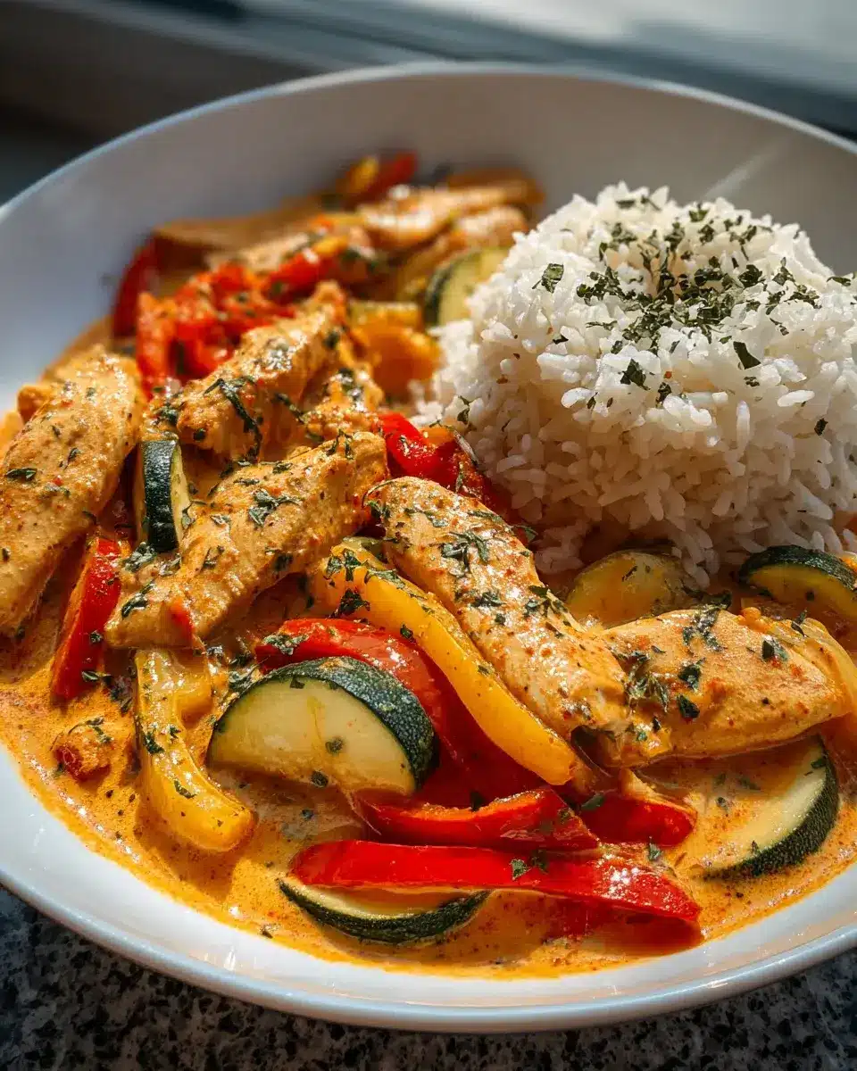 Cremiges Paprika Zucchini Hyhnchen Rezept