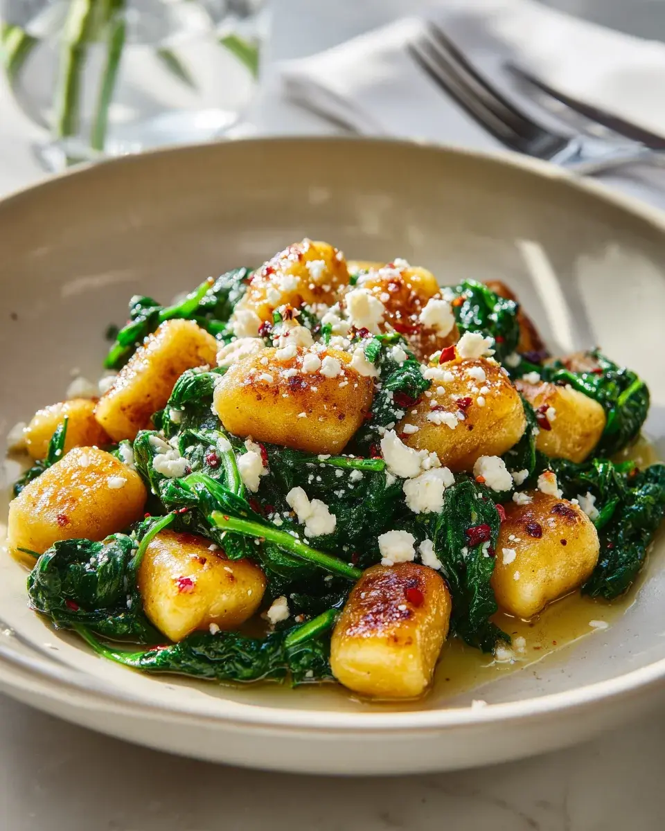 Crispy Gnocchi With Spinach And Feta