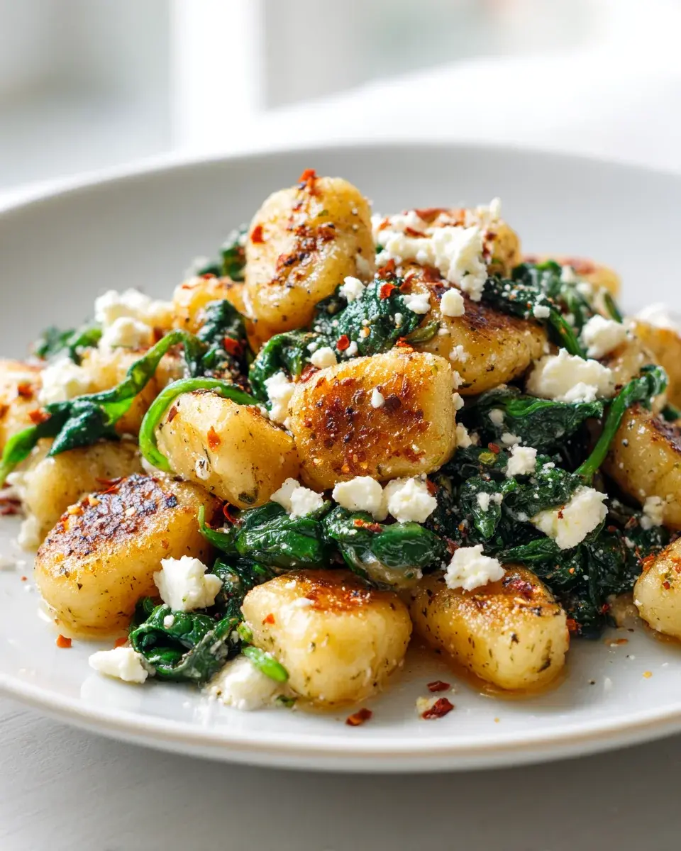 Crispy Gnocchi With Spinach And Feta