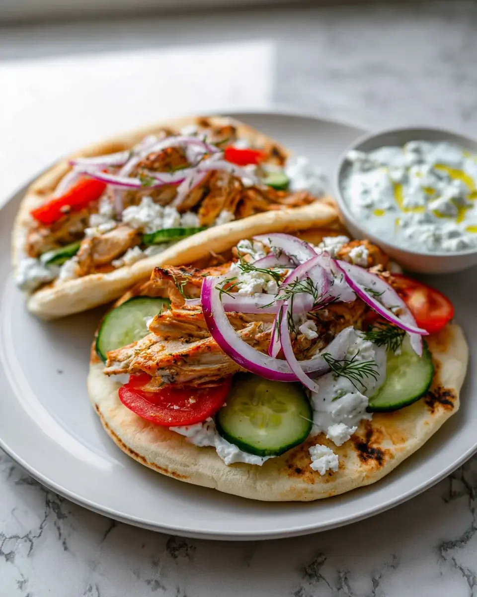 Crockpot Griechische Hähnchen Pitas