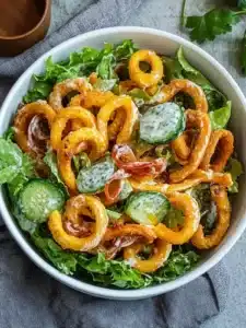 Curly Fries Salat mit cremigem Dressing