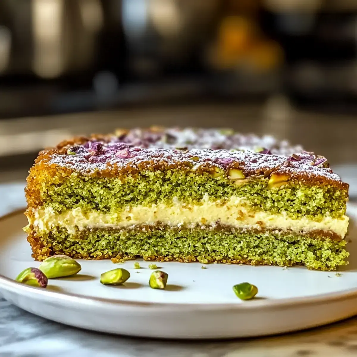 Dekadenter Pistazien Gooey Butter Kuchen