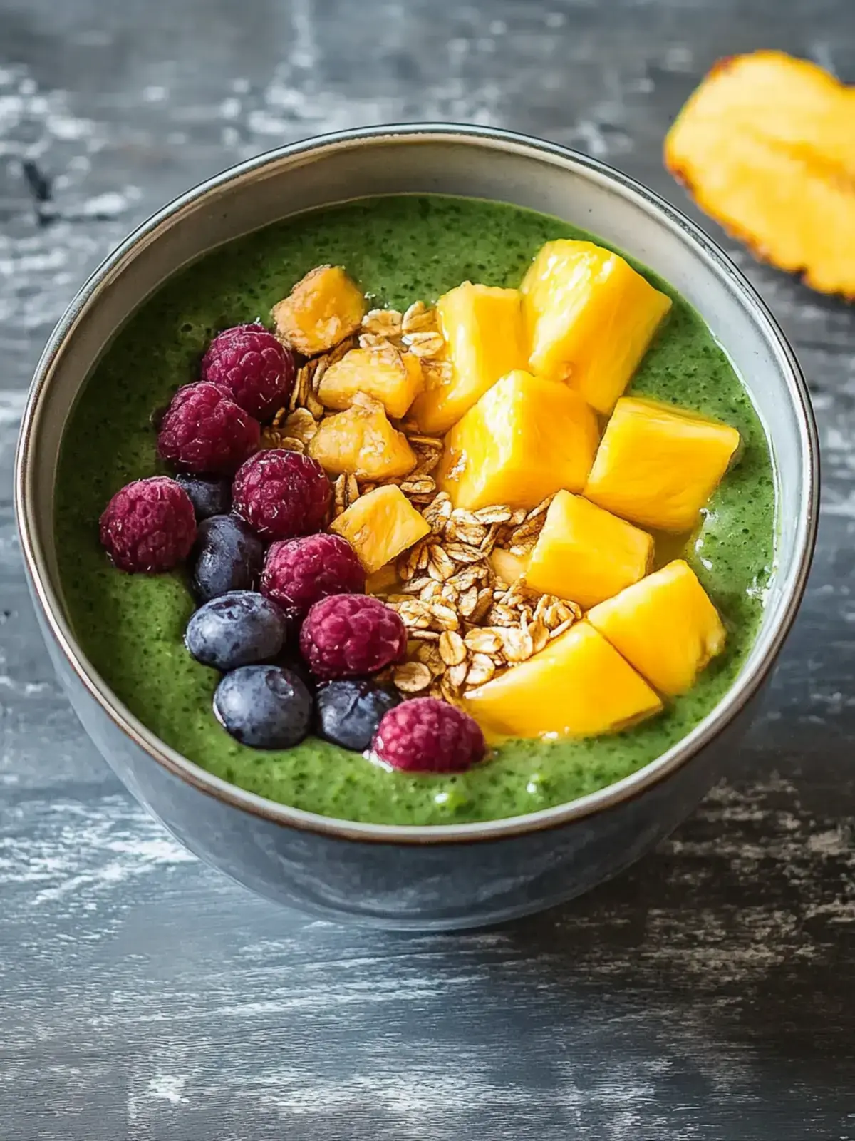 Detox Schüssel Spinat Mango Ananas