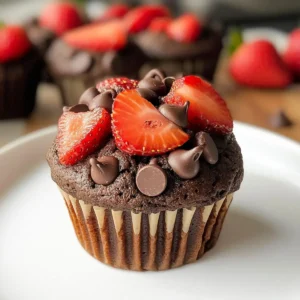 Doppelte Schokoladen-Erdbeermuffins