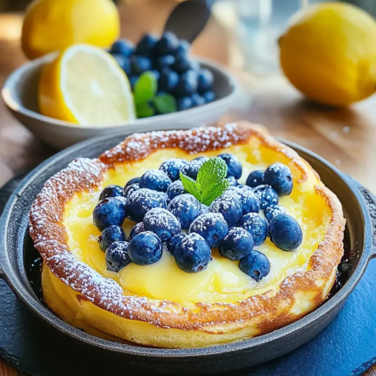 Dutch Babies Zitronencreme Heidelbeeren