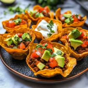 Crispy Taco Cups mit Wonton-Teig