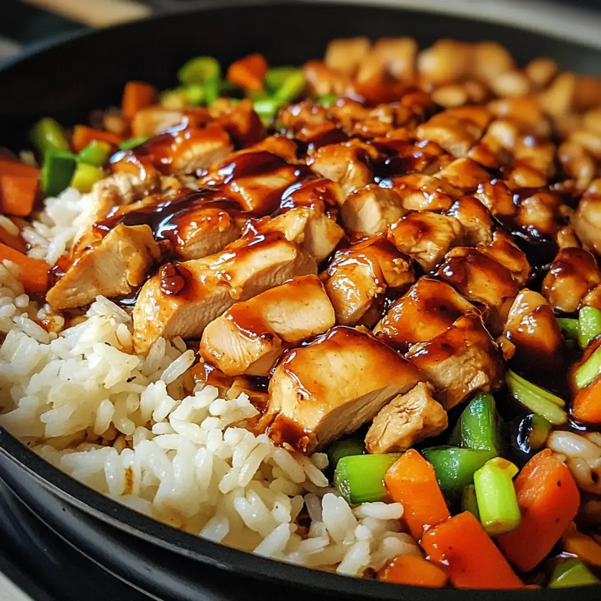 Ein-Pfannen Kühn Honig BBQ Hähnchen Reis
