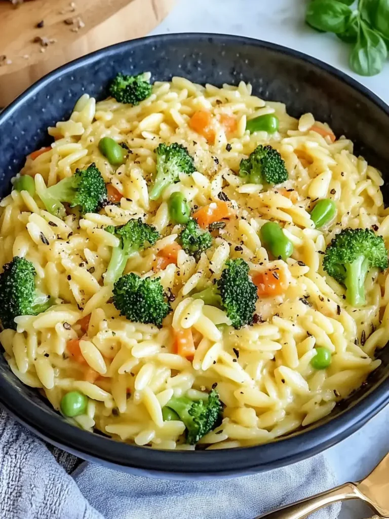 Ein-Topf-Orzo-Nudeln mit Brokkoli