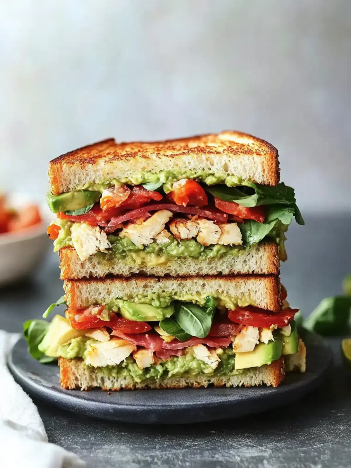 Einfache Truthahn Avocado Club Sandwich