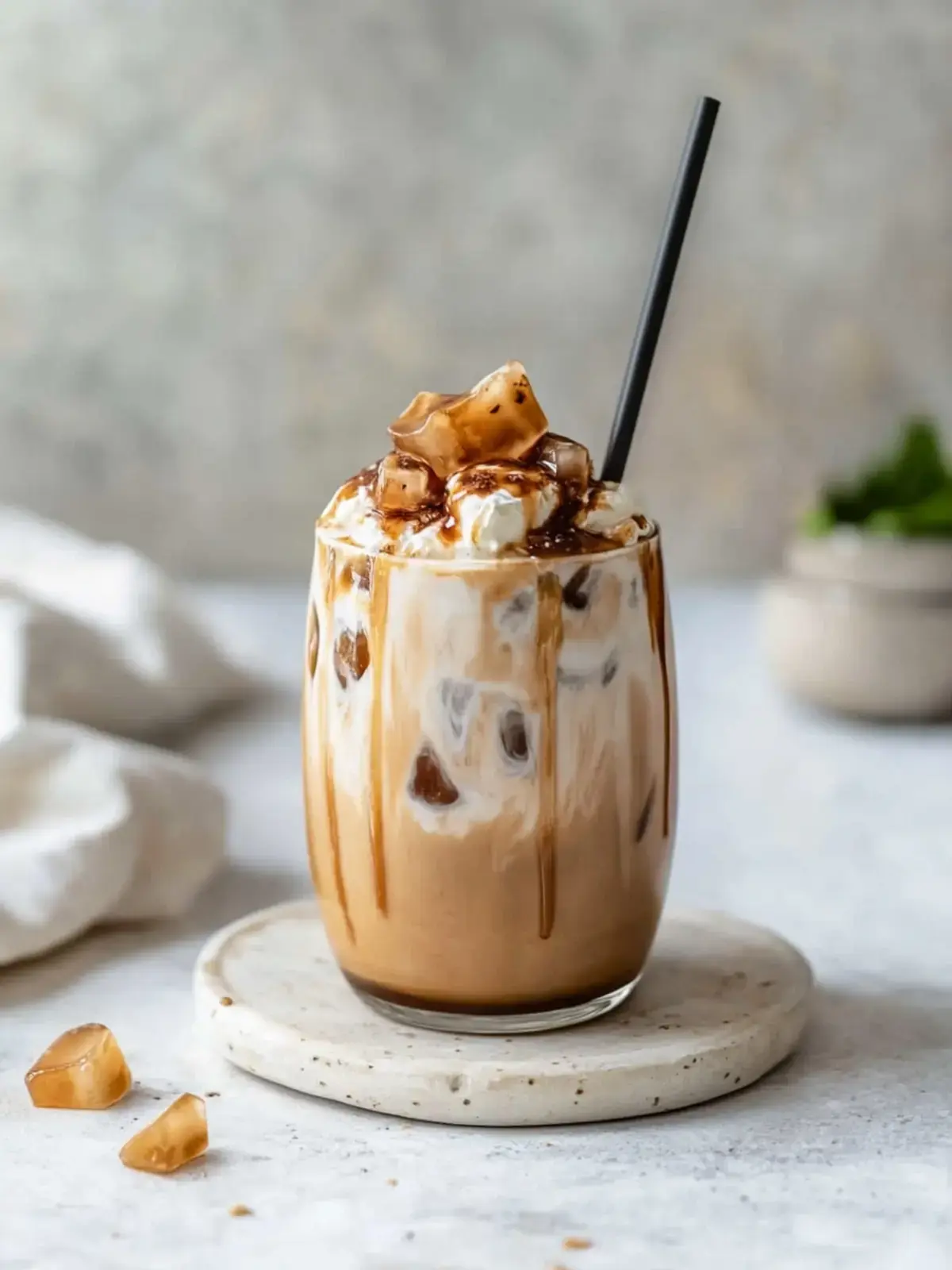 Einfache hausgemachte Karamell Eiskaffee