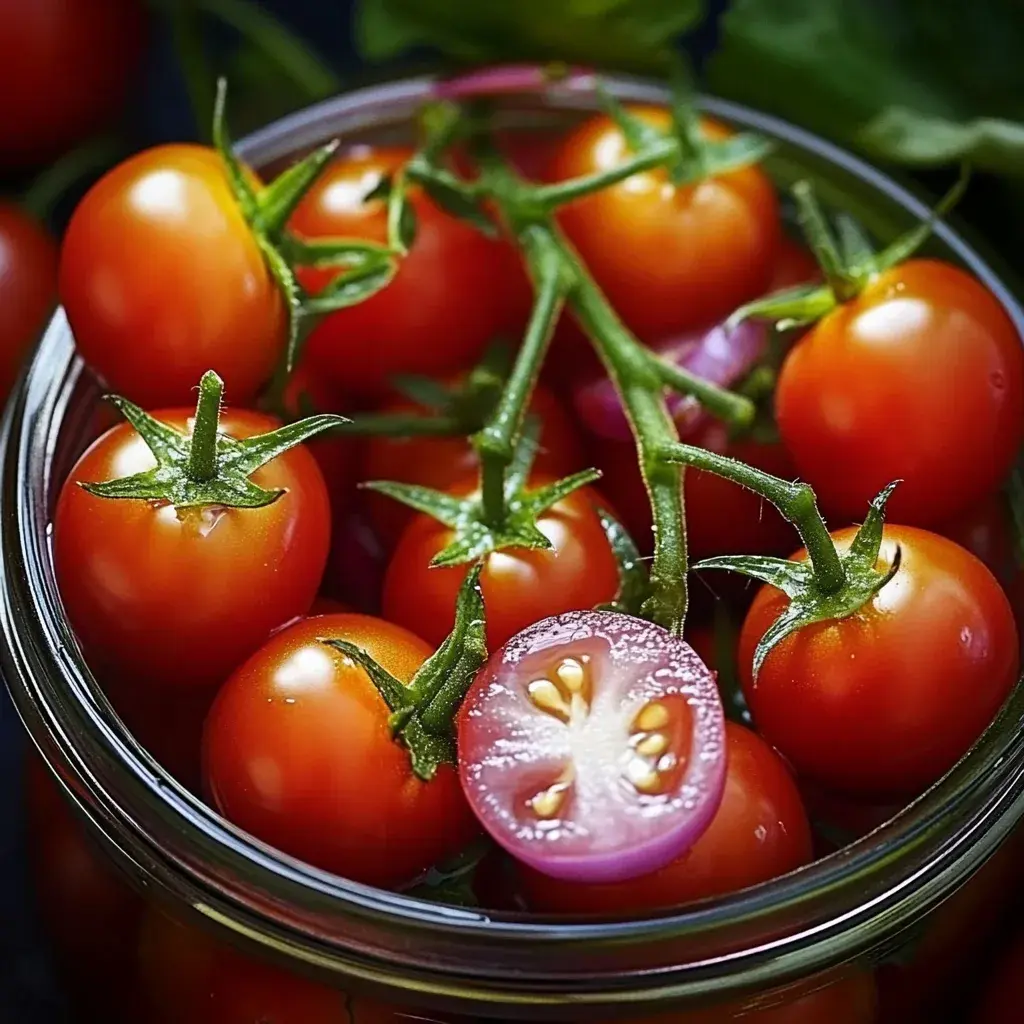 Eingelegte Kirschtomaten rote Zwiebeln Gurken Rezept