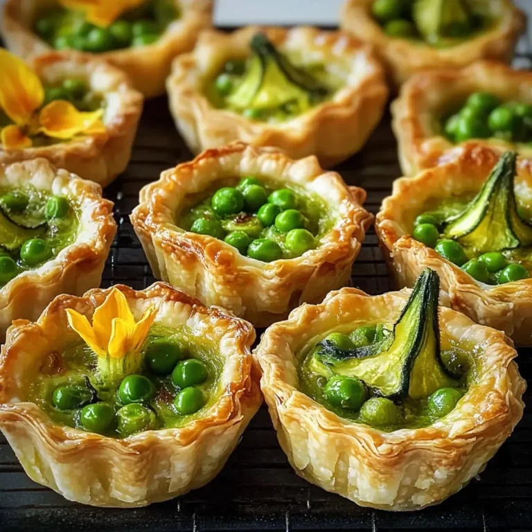 Erbsen Tartelettes Zucchiniblüten