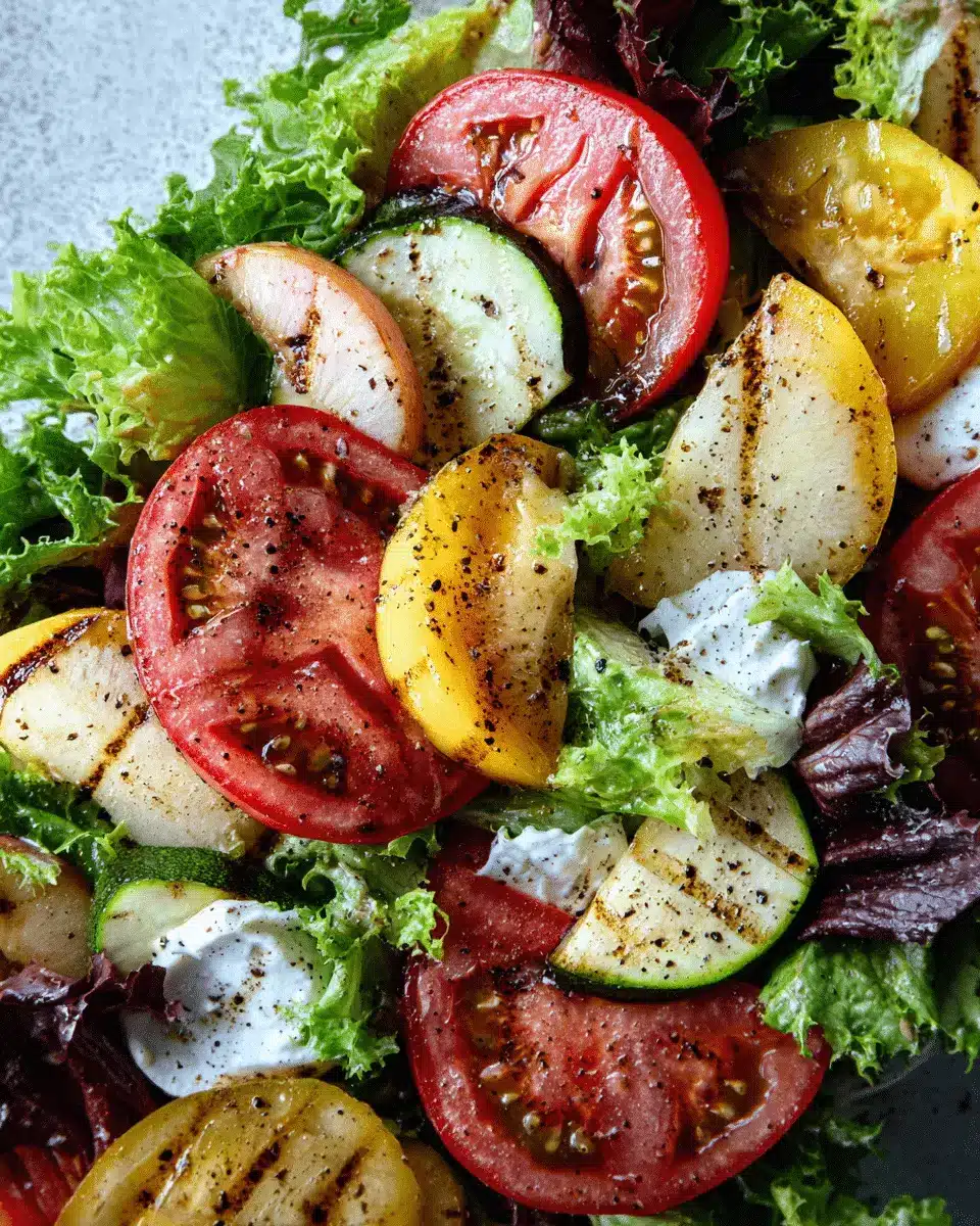 Erbstück-Tomaten Zucchini Pflaumensalat Burrata