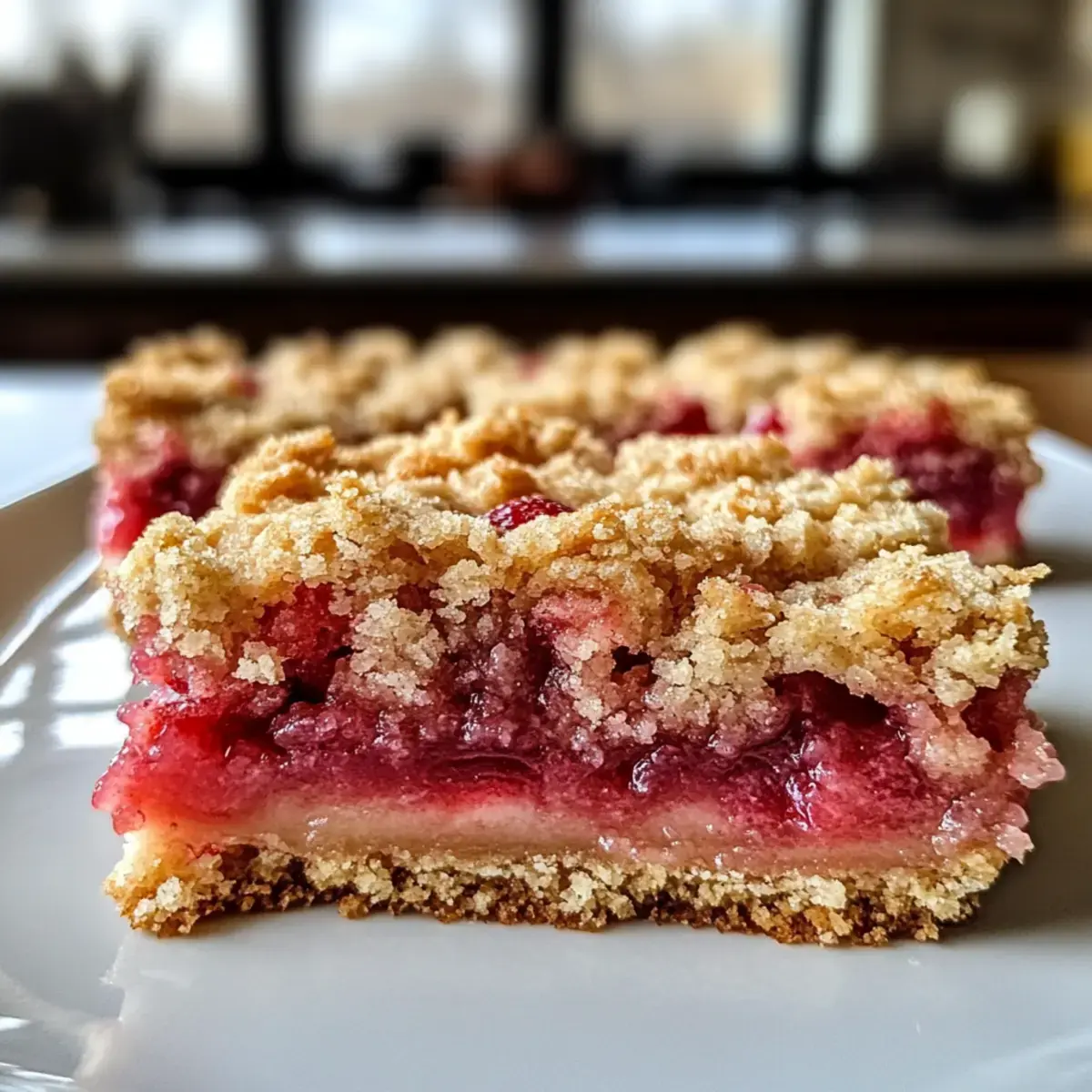 Erdbeer Rhabarber Krümelriegel