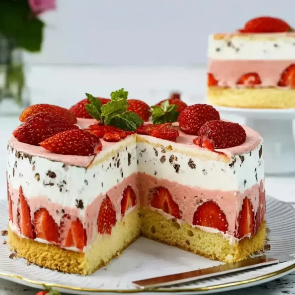 Erdbeer Stracciatella Torte