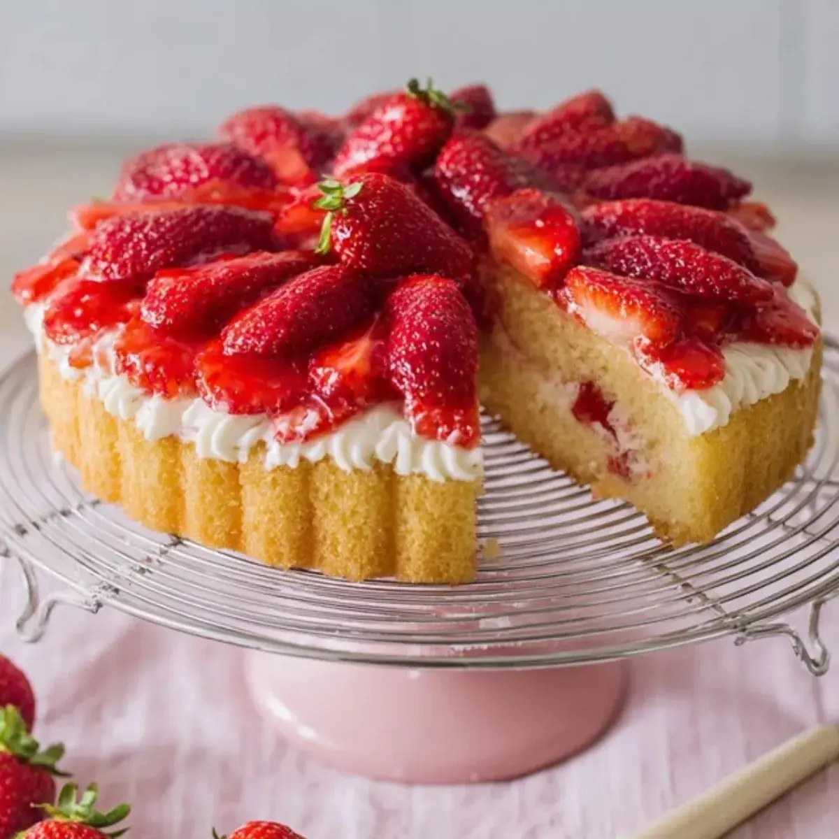 Erdbeerkuchen mit Vanillecreme