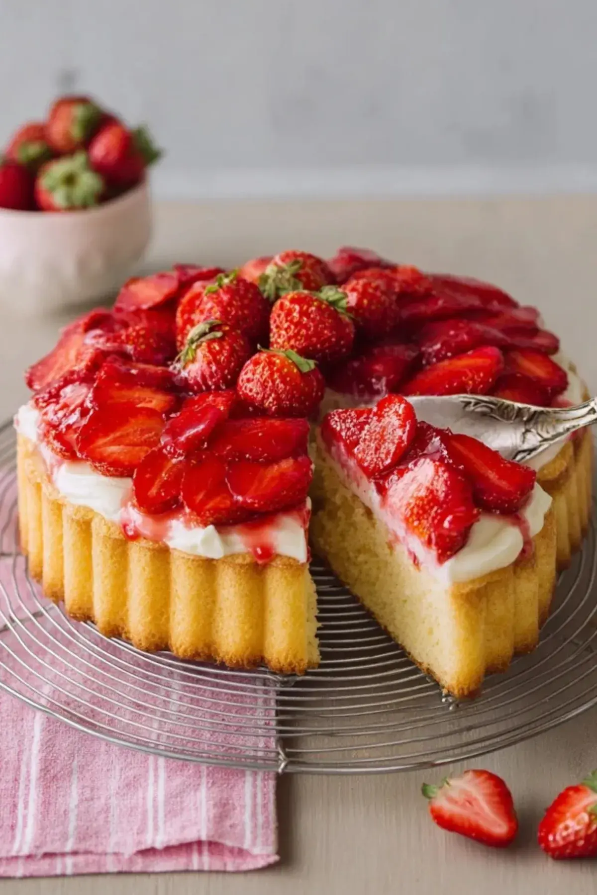 Erdbeerkuchen mit Vanillecreme