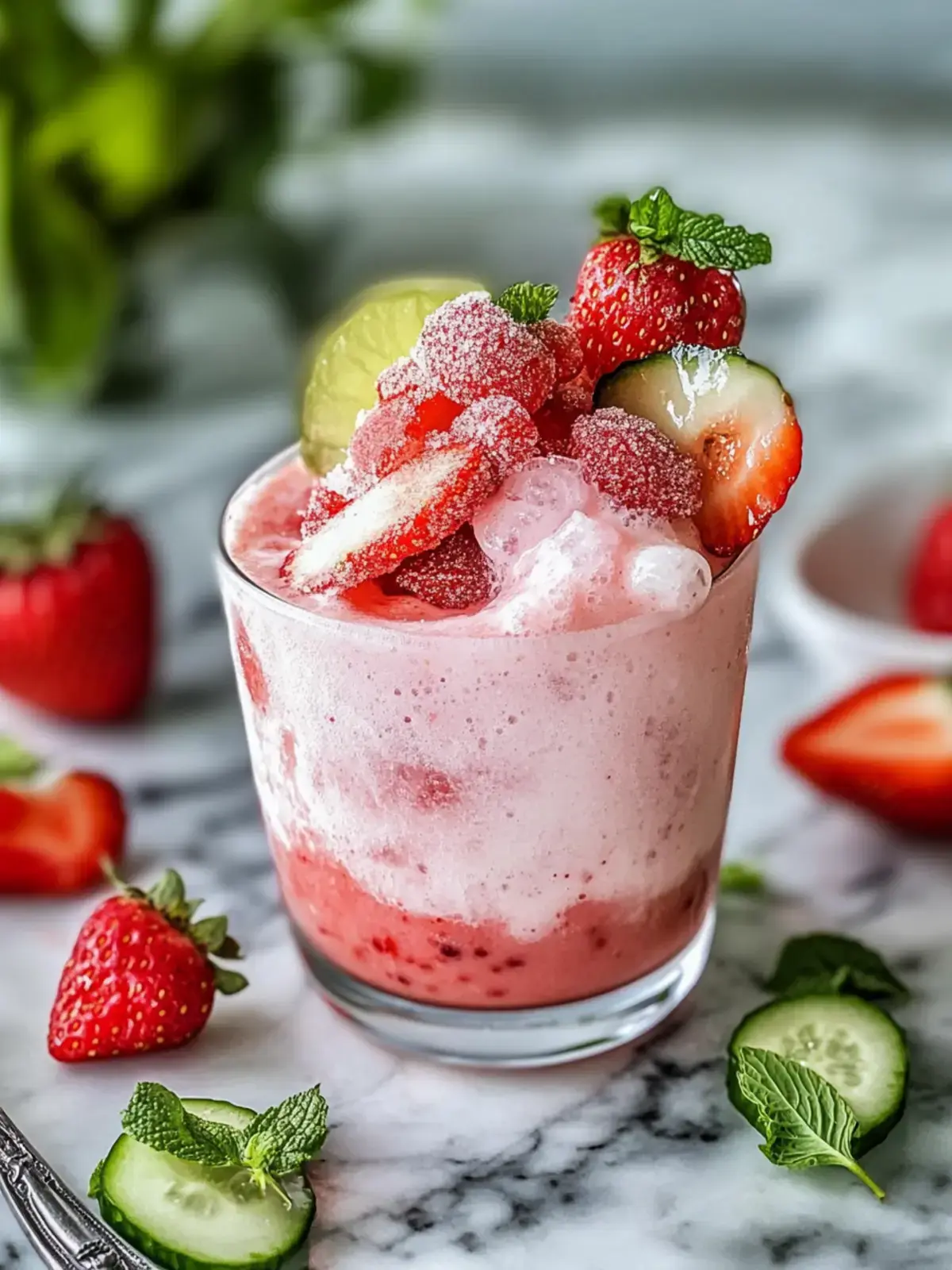 Erfrischende Brasilianische Limade mit Erdbeeren
