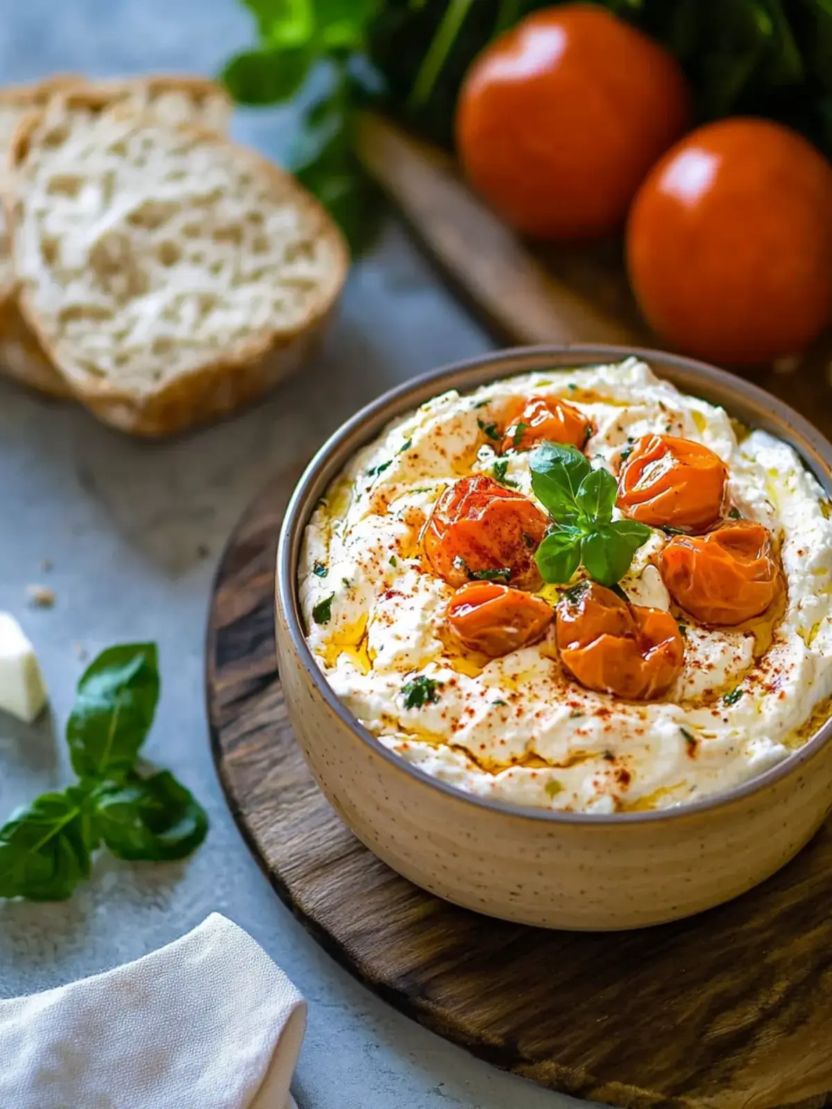 Feta-Quark-Dip mit getrockneten Tomaten