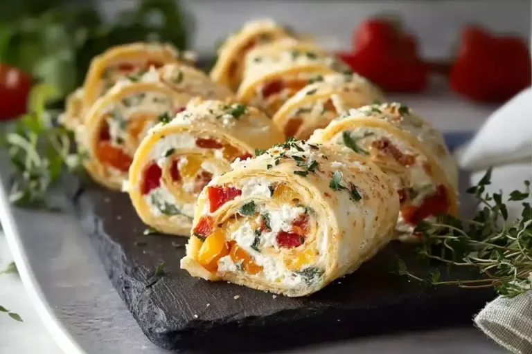 Feta Röllchen Rezept mit Paprika & Kräutern