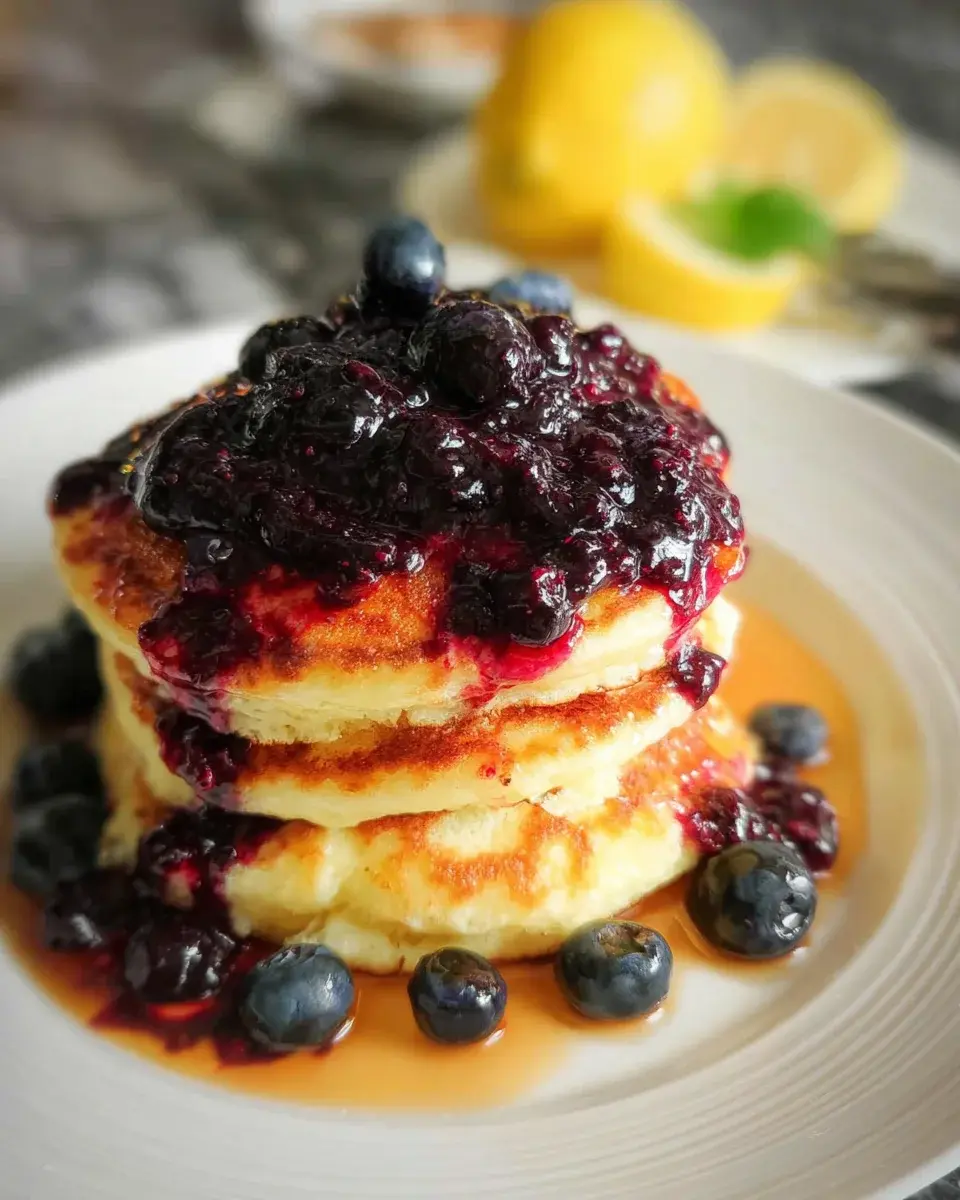 Fluffige Pancakes mit Blaubeer Sauce