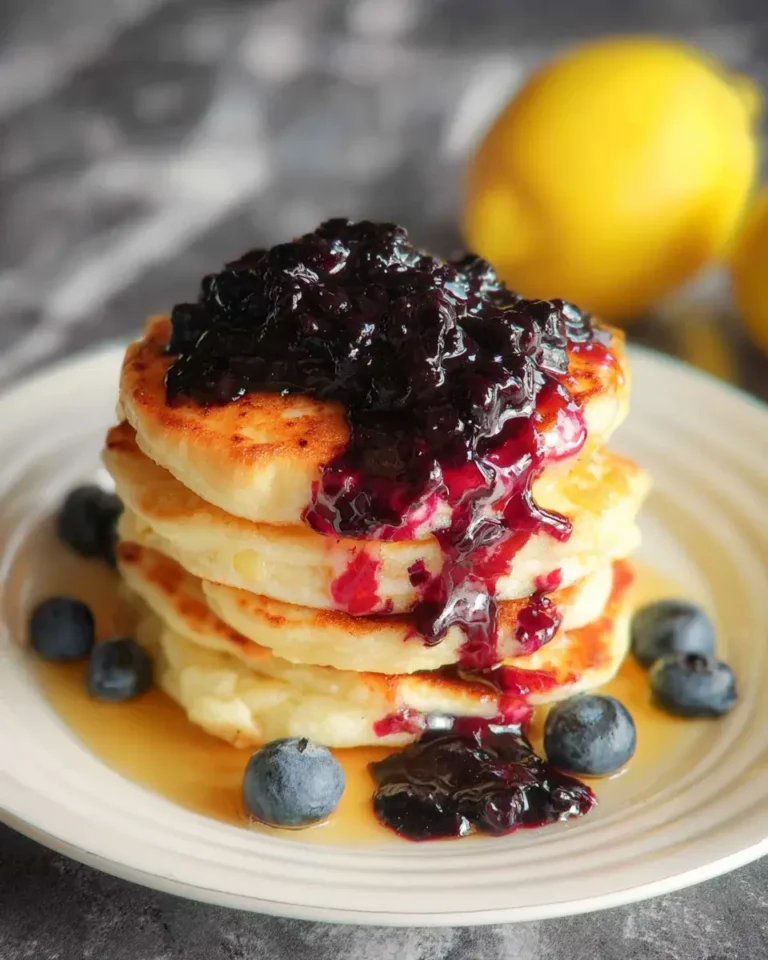 Fluffige Pancakes mit Blaubeer Sauce
