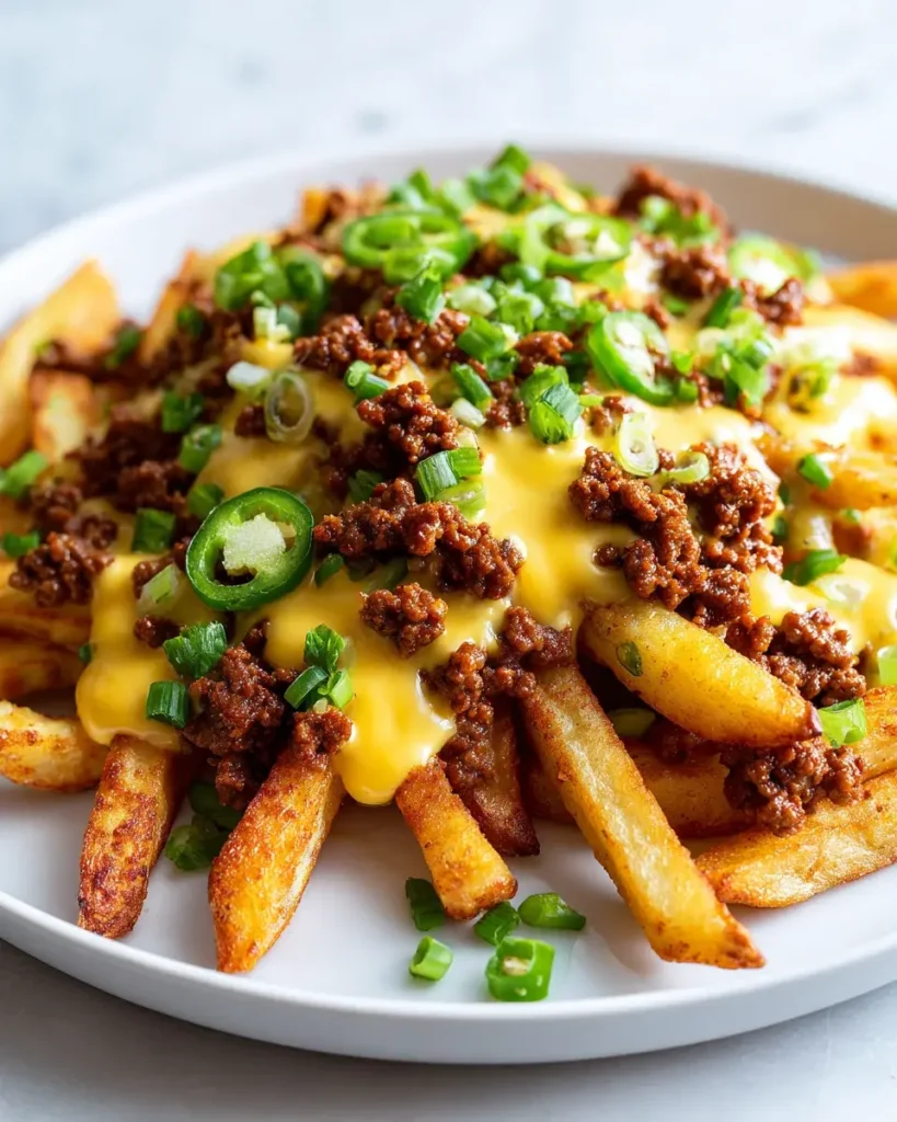 French Fry Nachos Rindfleisch Käsesauce