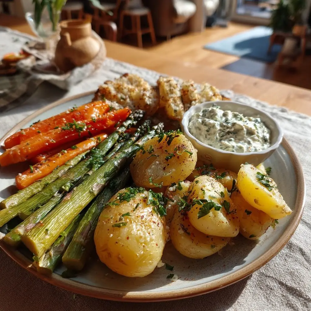 Frühlingsgemüse-Teller mit Pellkartoffeln und Kräuterquark – LNNRW