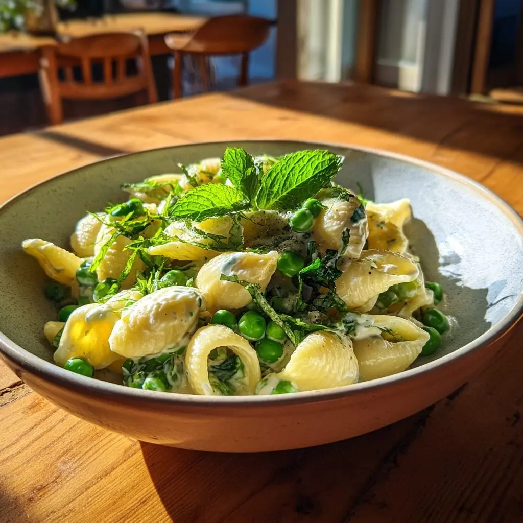 Fryhlingspasta Ricotta Erbsen Minze