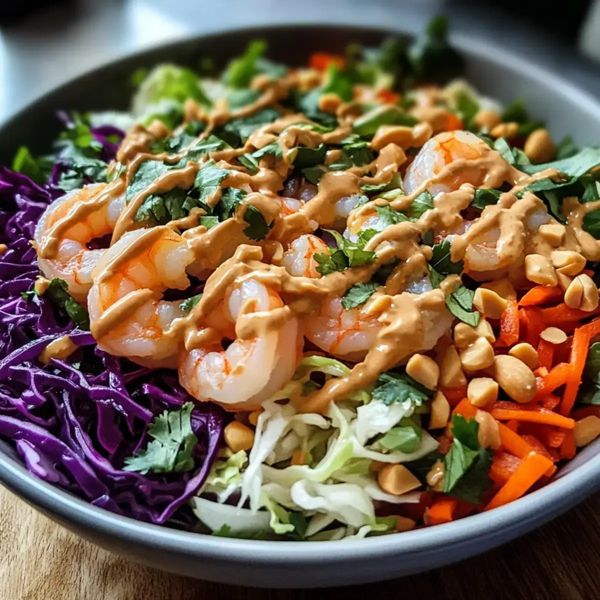 Frühlingsrollen-Salat mit Erdnusssauce