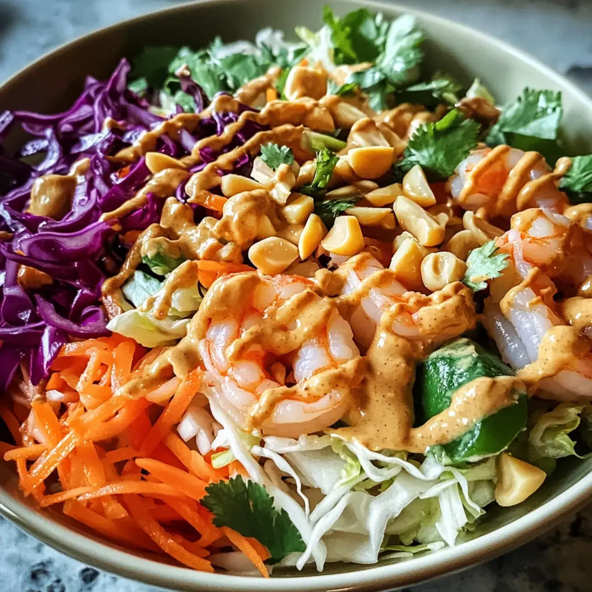 Frühlingsrollen-Salat mit Erdnusssauce