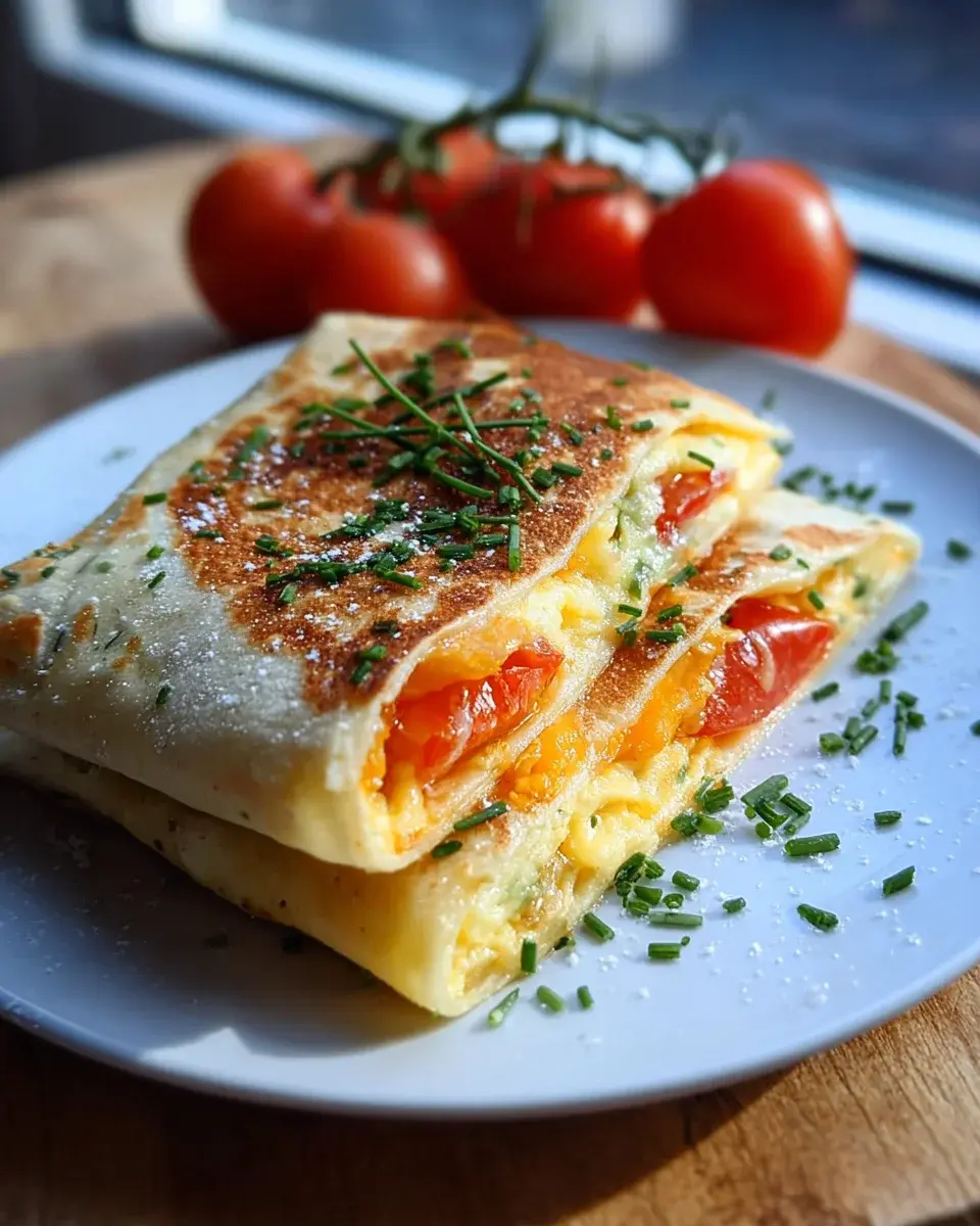 Frühstückswrap Ei Käse Tomaten