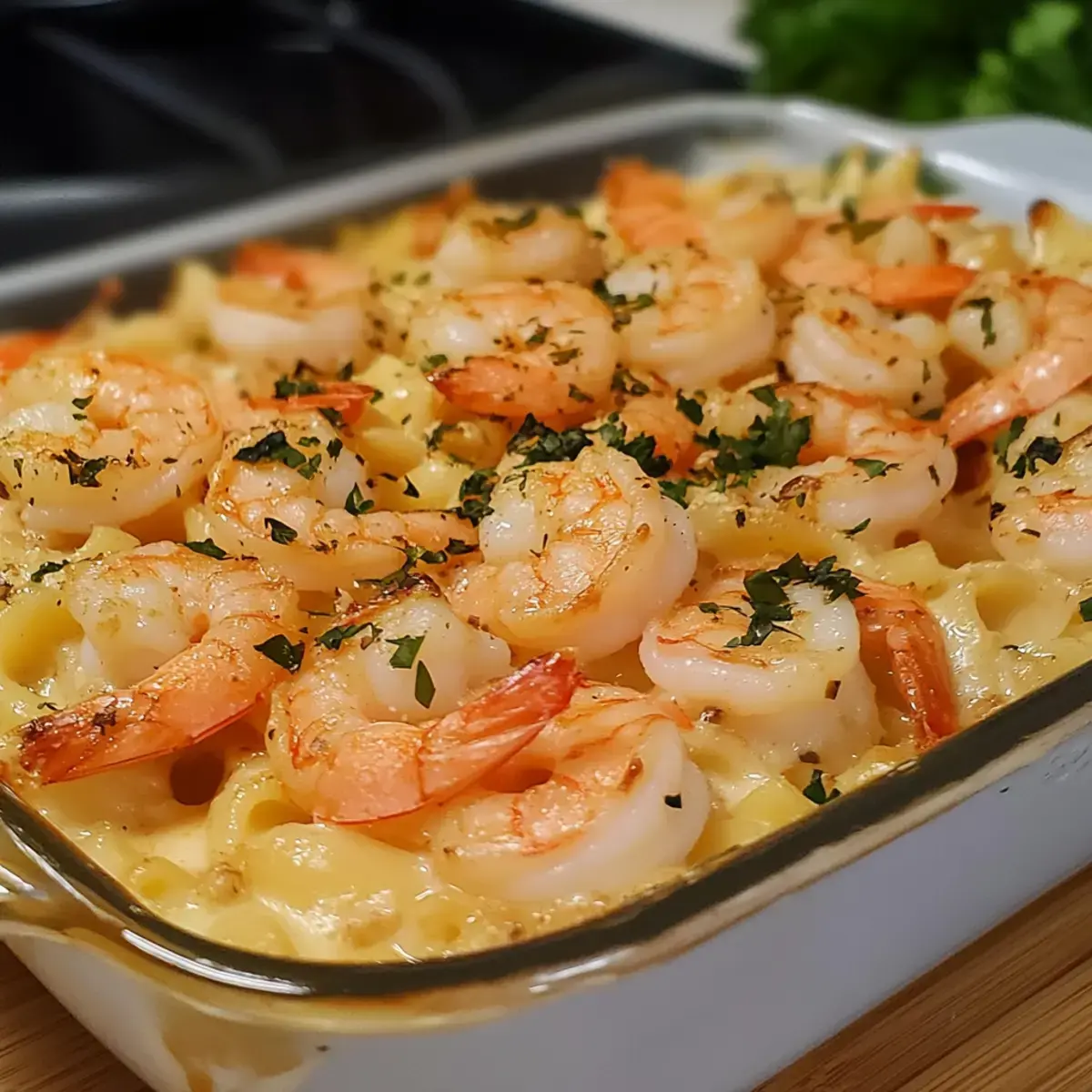 Garnelen Scampi Nudelauflauf