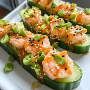 Garnelen-Sushi-Gurken-Boote mit Oregon-Bucht-Garnelen