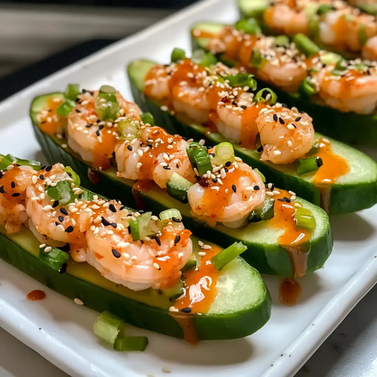 Garnelen Sushi Gurken Boote