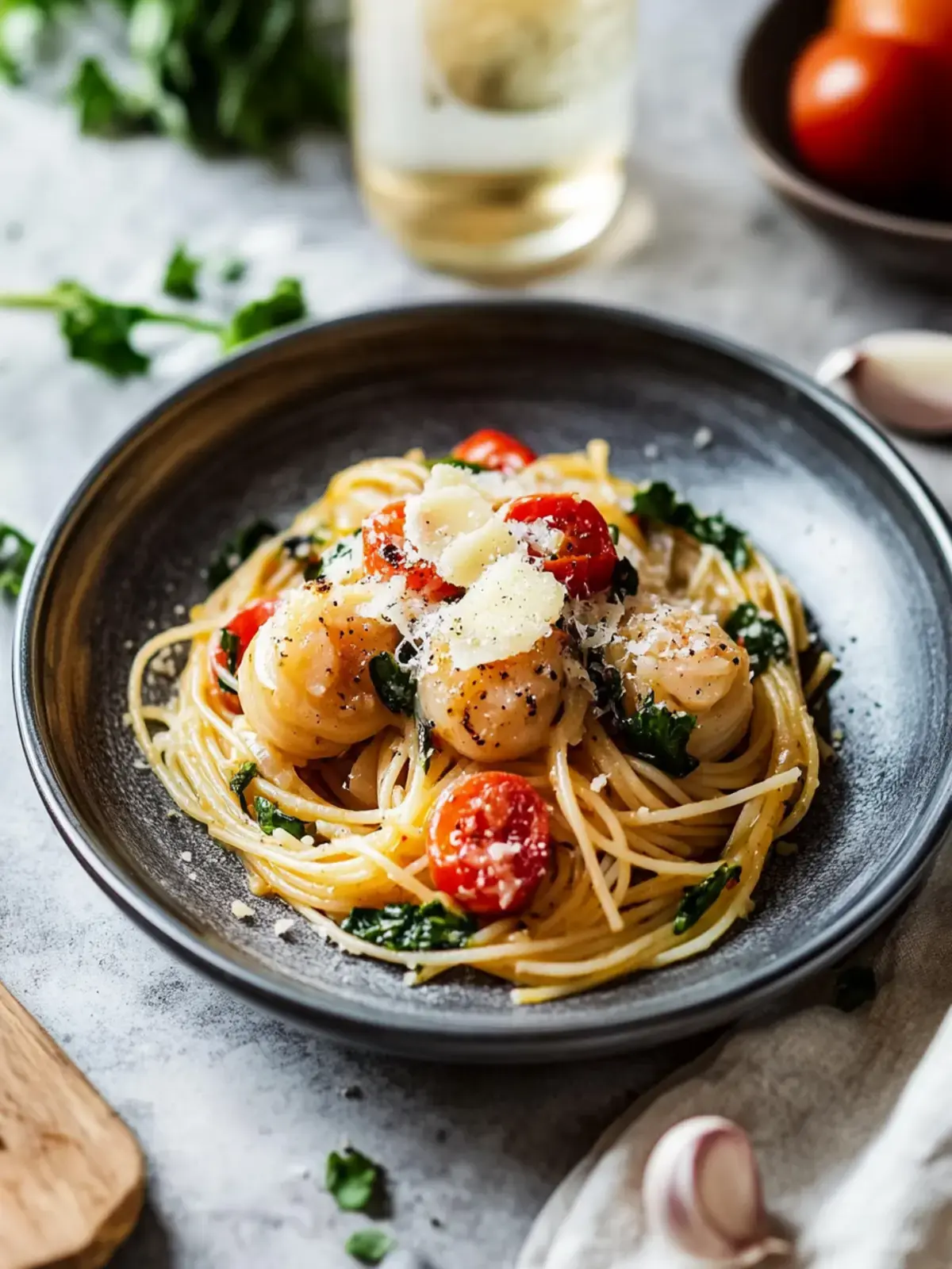 Garnelen und Jakobsmuschel Pasta mit Gemyse 2