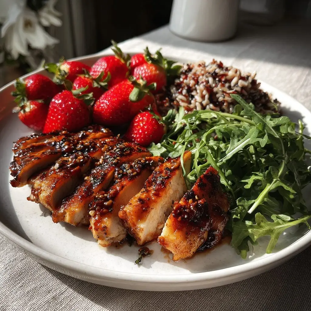 Gebratene Hähnchenbrust Erdbeersalat