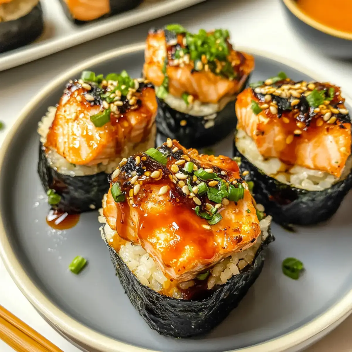 Gebratene Lachs Sushi Tassen