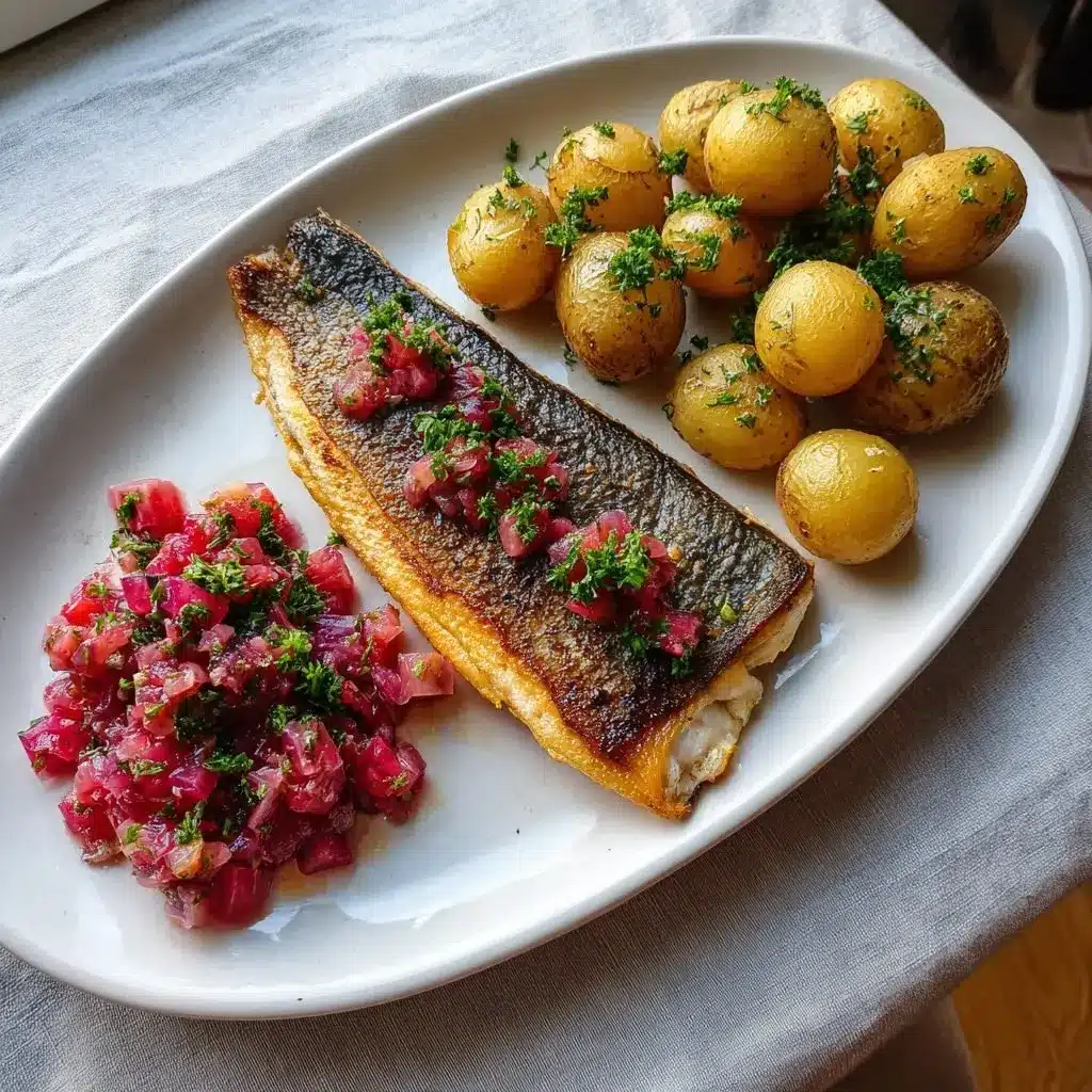 Gebratenes Forellenfilet Rhabarber-Chutney