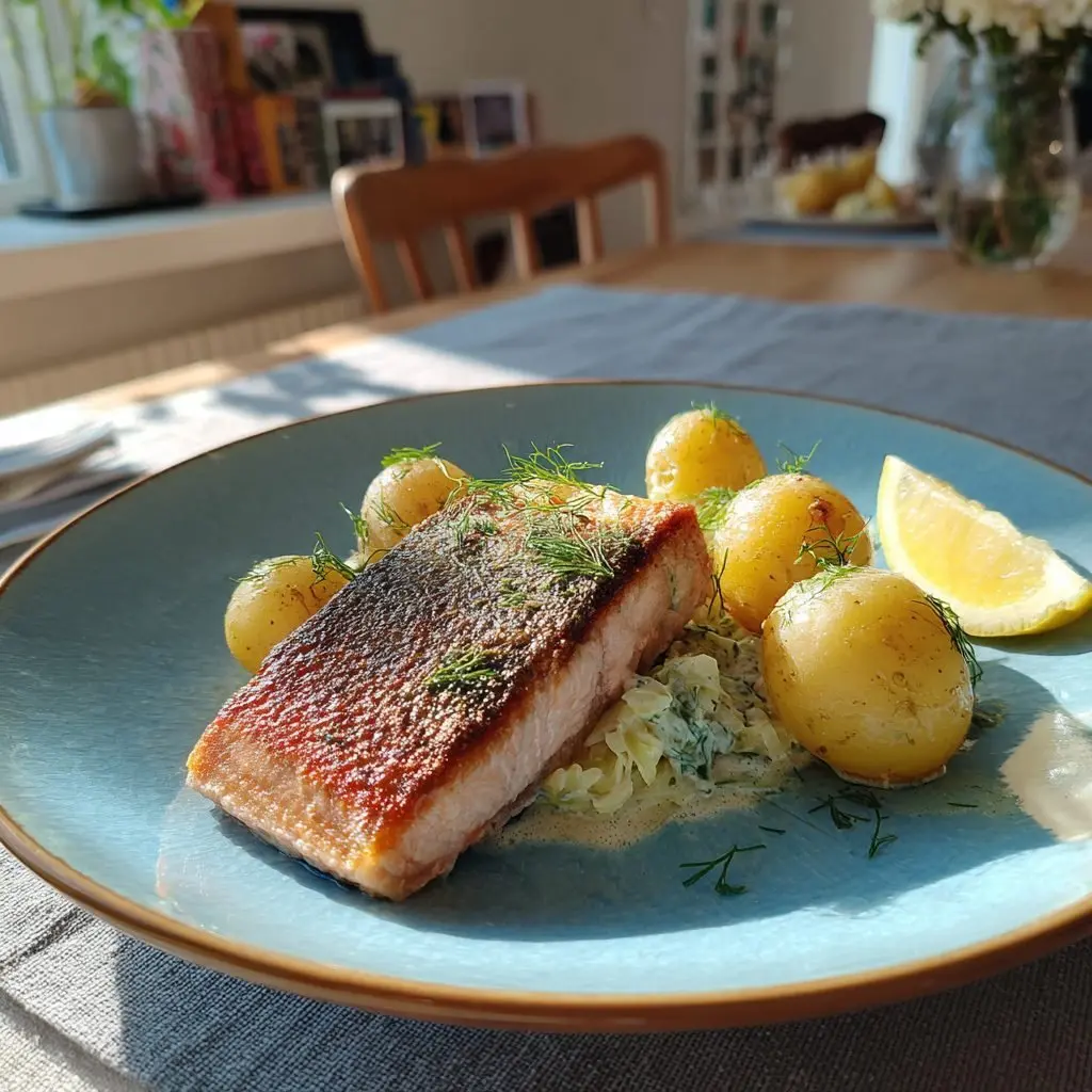 Gebratenes Lachsfilet auf Rahmwirsing mit Dillkartoffeln – LNNRW