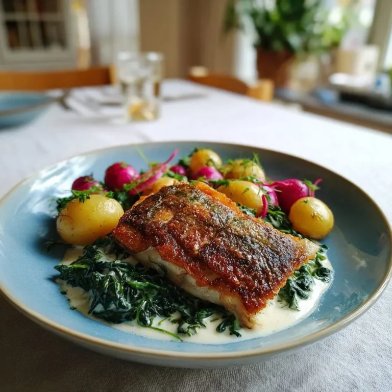 Gebratenes Zanderfilet auf Rahm-Spinat mit jungen Kartoffeln und Radieschensalat – LNNRW