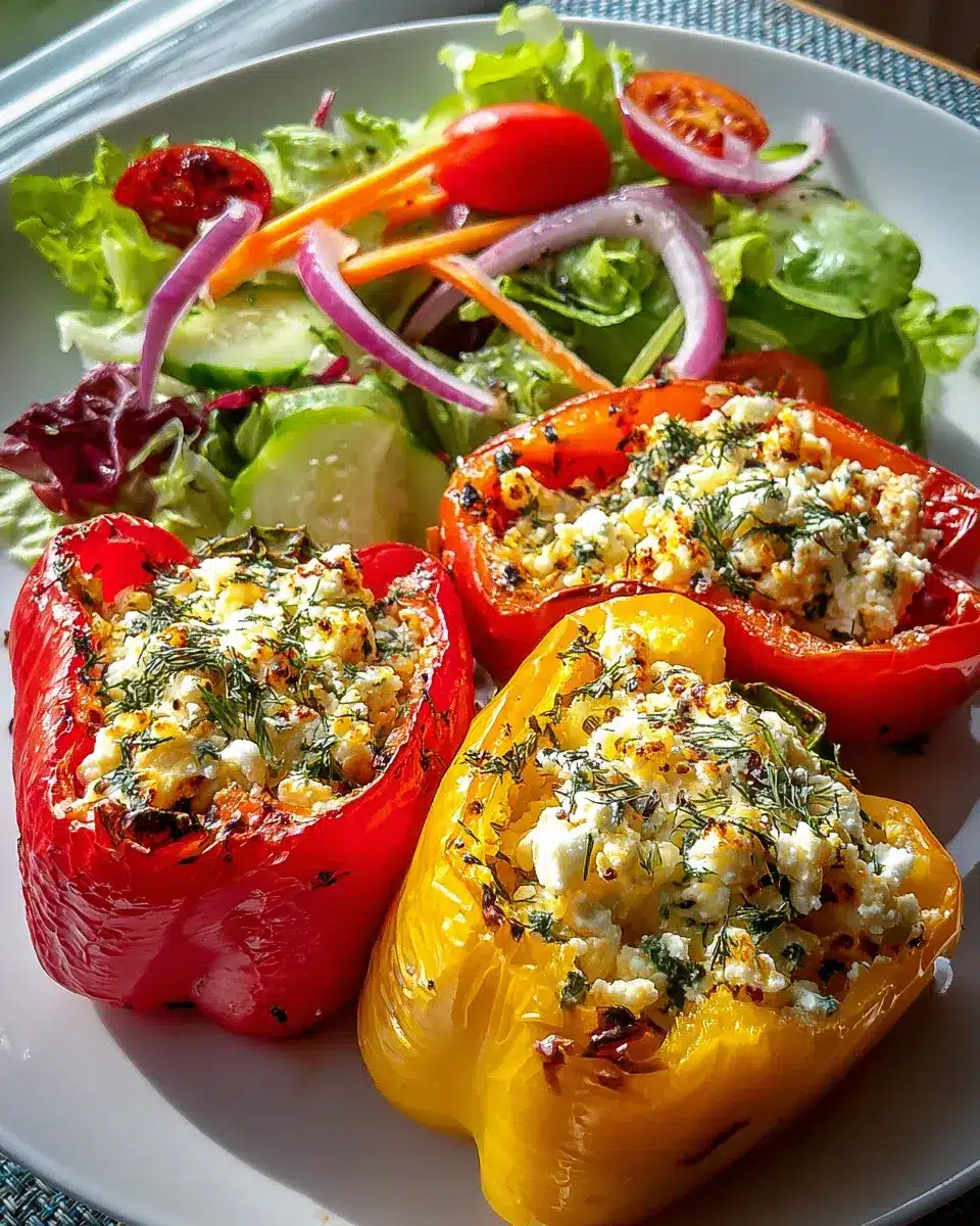 Gefyllte Feta Paprika bunter Salat
