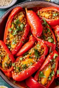 Gefüllte Paprika mit Linsen