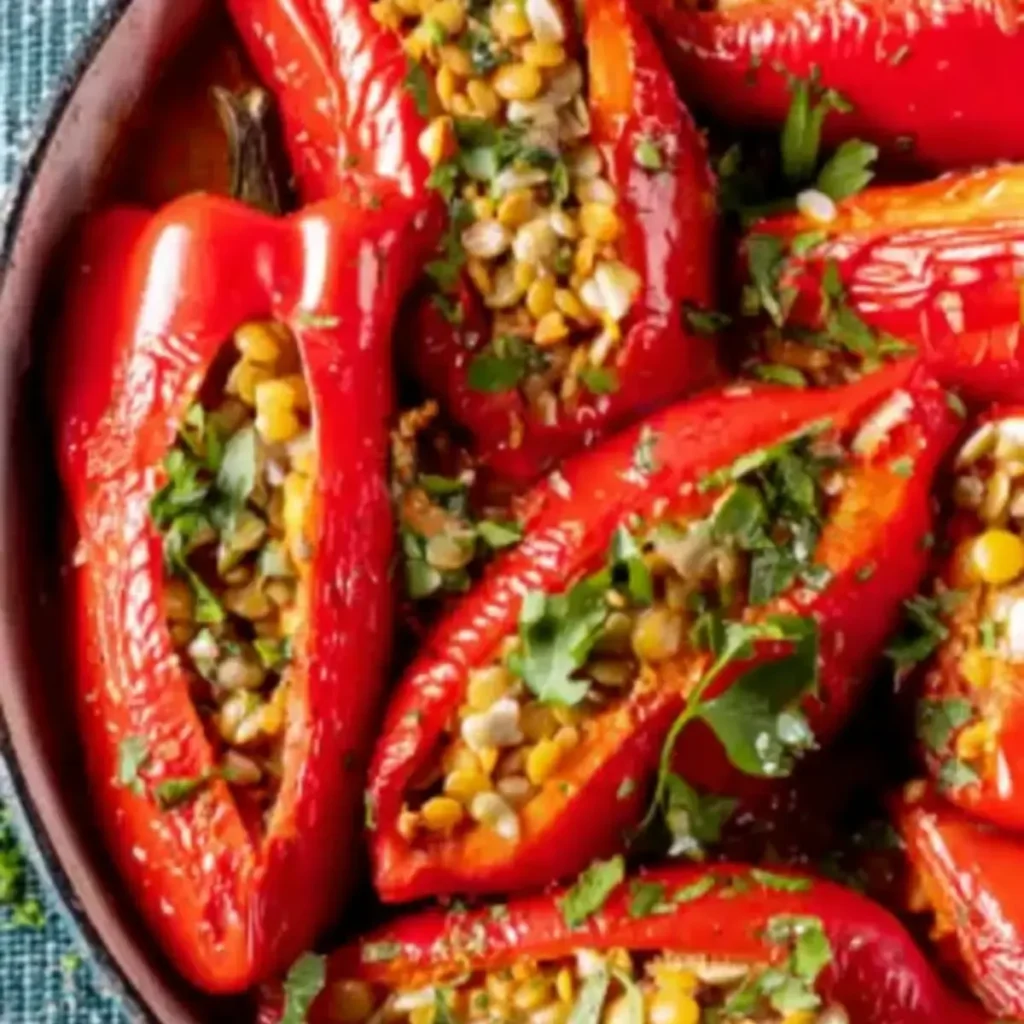 Gefüllte Paprika mit Linsen