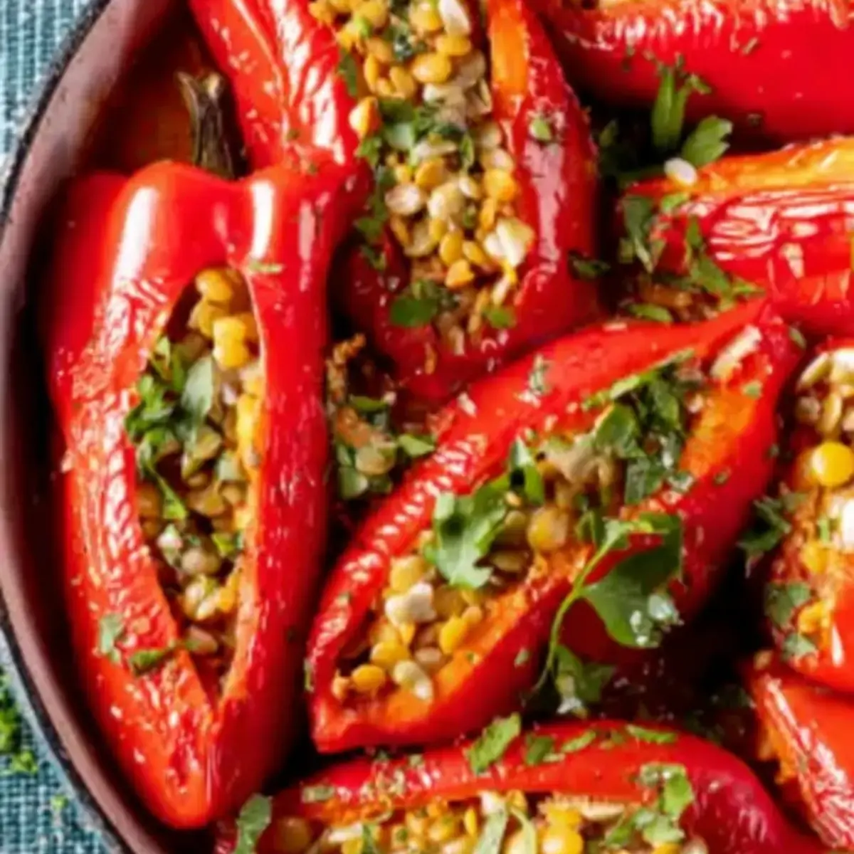 Gefüllte Paprika mit Linsen