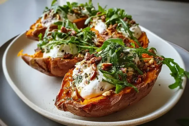 Gefüllte Süßkartoffeln mit Burrata